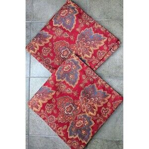 French Country 26" Euro Sham Pair Red Multi Paisley Square Classic Luxury Lot 2